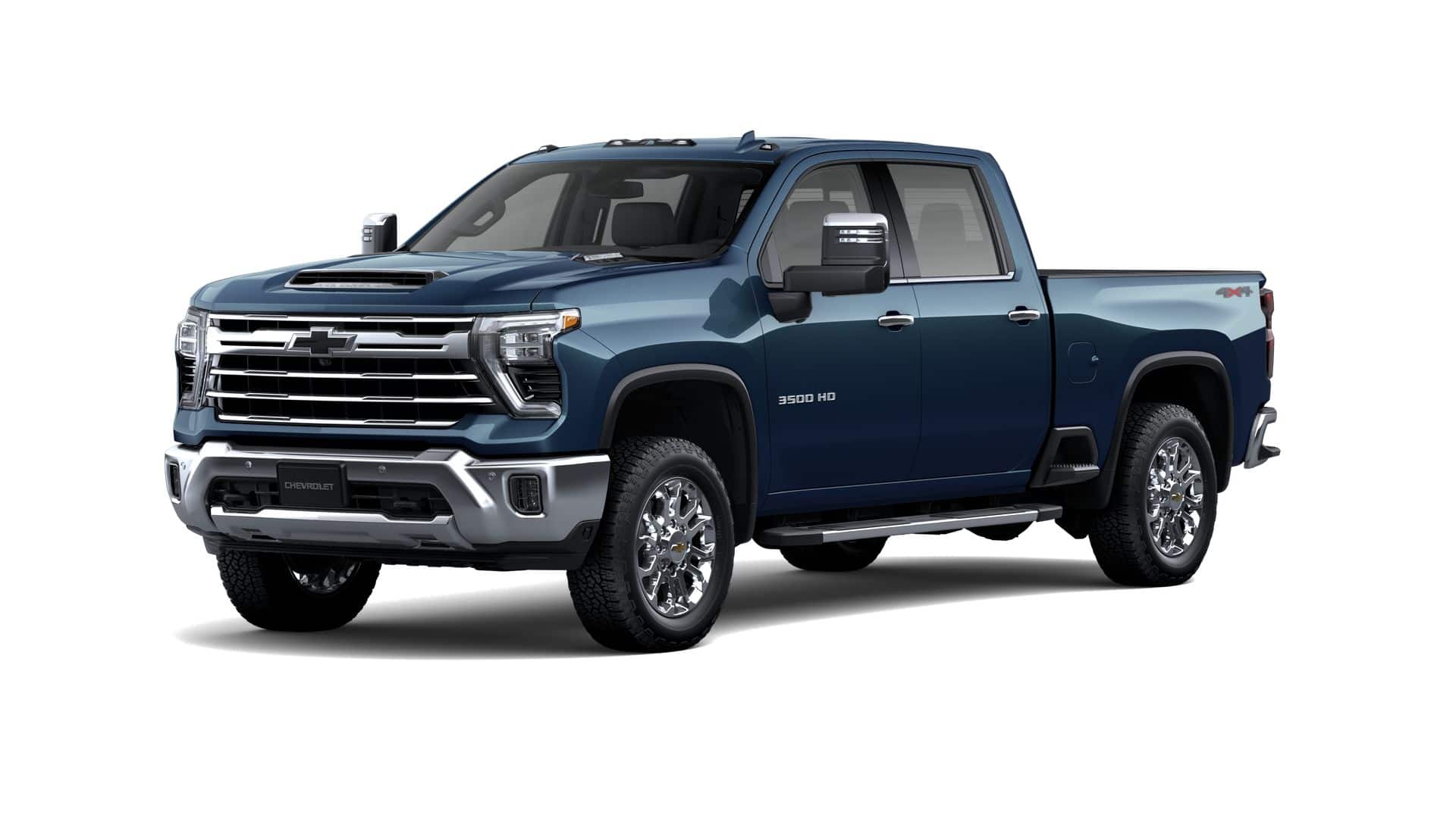 2026 Chevrolet Silverado 3500 HD LTZ in Lakeshore Blue Metallic — front three-quarter view